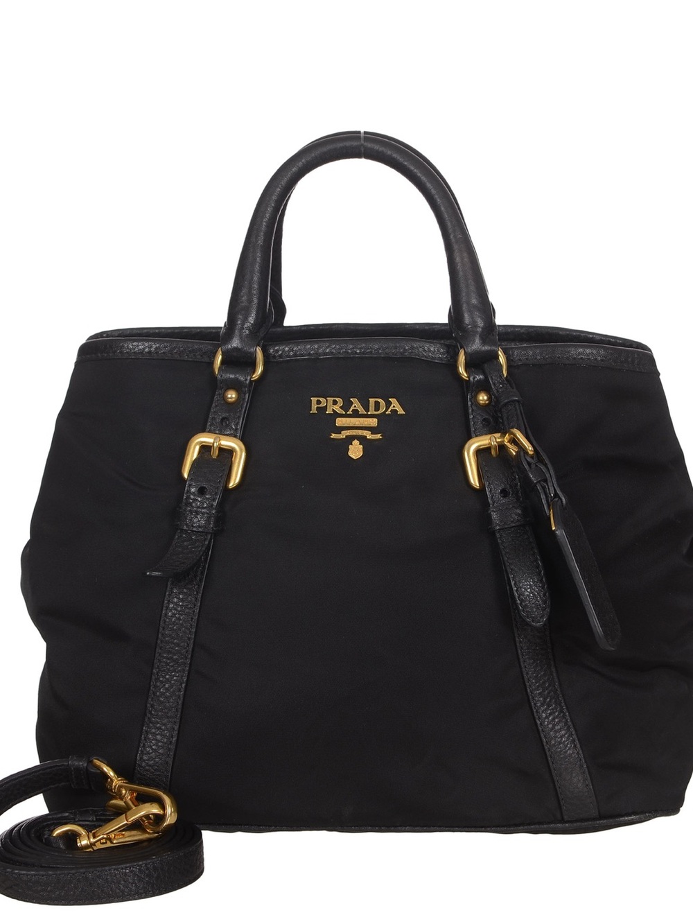 ♥️Prada Black Nylon and Leather Satchel with Gold Hardware♥️